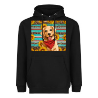 Black golden retriever with sunflowers Heavyweight Hoodie - Artiststas