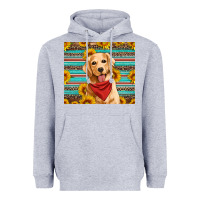 Heather Grey golden retriever with sunflowers Heavyweight Hoodie - Artiststas
