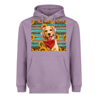 Lavender golden retriever with sunflowers Heavyweight Hoodie - Artiststas