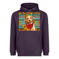Plum golden retriever with sunflowers Heavyweight Hoodie - Artiststas