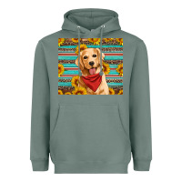 Sage golden retriever with sunflowers Heavyweight Hoodie - Artiststas