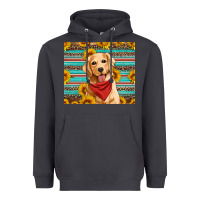 Golden Retriever With Sunflowers Heavyweight Hoodie | Teevron