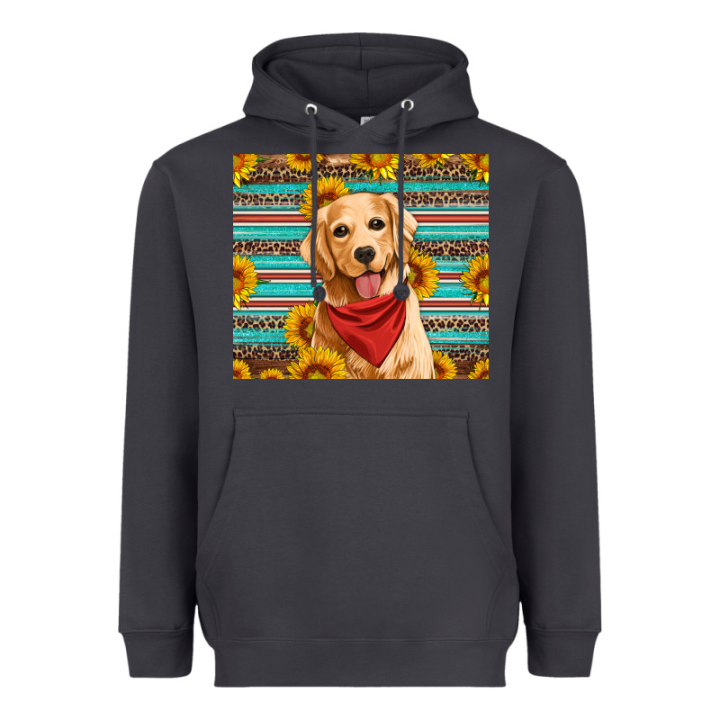 Golden Retriever With Sunflowers Heavyweight Hoodie by Artiststas | Teevron