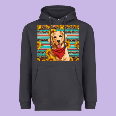 Golden Retriever With Sunflowers Heavyweight Hoodie Designed By Artiststas