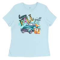 Baby Blue Happy Fall YALL Pumpkin Truck Shirt Ladies Tee - Bettercallsaul