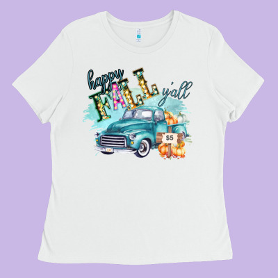 Happy Fall Yall Pumpkin Truck Shirt Ladies Tee Designed By Bettercallsaul