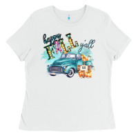 White Happy Fall YALL Pumpkin Truck Shirt Ladies Tee - Bettercallsaul