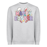 Heather Grey happy easter Heavyweight Sweatshirt - LillyAllenDesigns