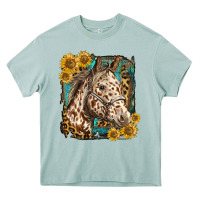 Arona appaloosa horse with sunflowers and western background Heavy Core Tee - LillyAllenDesigns