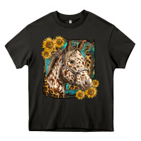 Asphalt appaloosa horse with sunflowers and western background Heavy Core Tee - LillyAllenDesigns