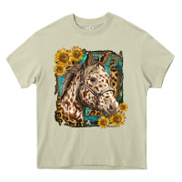 Mossy appaloosa horse with sunflowers and western background Heavy Core Tee - LillyAllenDesigns