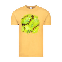 Vintage Mustard Softball background Vintage Tee - HowdyJamesFarm