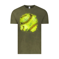 Vintage Olive Softball background Vintage Tee - HowdyJamesFarm