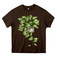 Chocolate Brown Golden Pothos Heavy Core Tee - LillyAllenDesigns