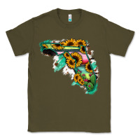Army Green Florida Map Sunflower Cactus Serape Classic Tee - RanaPortraitStore