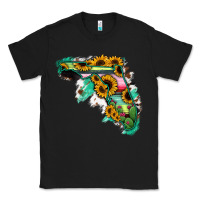 Black Florida Map Sunflower Cactus Serape Classic Tee - RanaPortraitStore