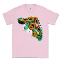 Bubblegum Pink Florida Map Sunflower Cactus Serape Classic Tee - RanaPortraitStore