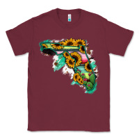 Burgundy Florida Map Sunflower Cactus Serape Classic Tee - RanaPortraitStore