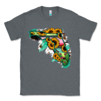Charcoal Heather Florida Map Sunflower Cactus Serape Classic Tee - RanaPortraitStore