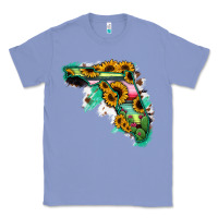 Colony Blue Florida Map Sunflower Cactus Serape Classic Tee - RanaPortraitStore