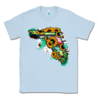 Dusty Blue Florida Map Sunflower Cactus Serape Classic Tee - RanaPortraitStore