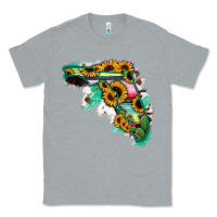 Heather Grey Florida Map Sunflower Cactus Serape Classic Tee - RanaPortraitStore