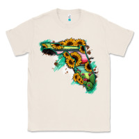 Natural Florida Map Sunflower Cactus Serape Classic Tee - RanaPortraitStore
