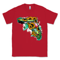 Red Florida Map Sunflower Cactus Serape Classic Tee - RanaPortraitStore