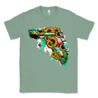 Sage Florida Map Sunflower Cactus Serape Classic Tee - RanaPortraitStore