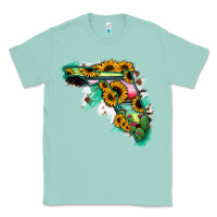 Seafoam Florida Map Sunflower Cactus Serape Classic Tee - RanaPortraitStore