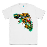 White Florida Map Sunflower Cactus Serape Classic Tee - RanaPortraitStore