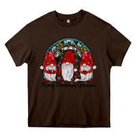 Chocolate Brown merry Christmas Gnomes Rainbow Heavy Core Tee - JahusDesignShop