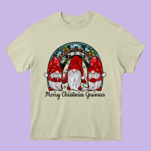 Merry Christmas Gnomes Rainbow Heavy Core Tee Designed By Jahusdesignshop