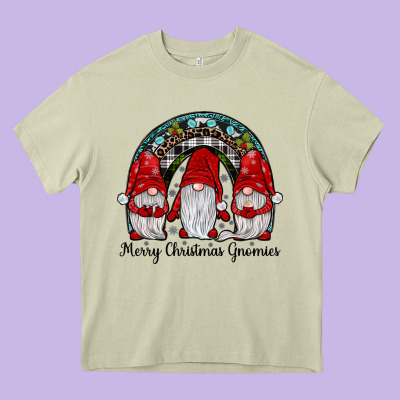 Merry Christmas Gnomes Rainbow Heavy Core Tee Designed By Jahusdesignshop