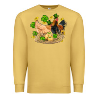 Antique Gold st patricks day farm chicken rooster chick  shamrock gold Premium Sweatshirt - Artiststas
