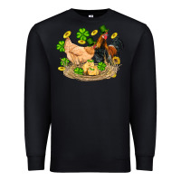 Black st patricks day farm chicken rooster chick  shamrock gold Premium Sweatshirt - Artiststas