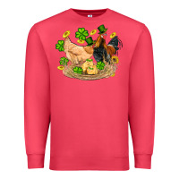 Cardinal st patricks day farm chicken rooster chick  shamrock gold Premium Sweatshirt - Artiststas