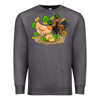 Charcoal Heather st patricks day farm chicken rooster chick  shamrock gold Premium Sweatshirt - Artiststas