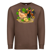 Chestnut st patricks day farm chicken rooster chick  shamrock gold Premium Sweatshirt - Artiststas
