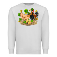 St Patricks Day Farm Chicken Rooster Chick  Shamrock Gold Premium Sweatshirt | Teevron