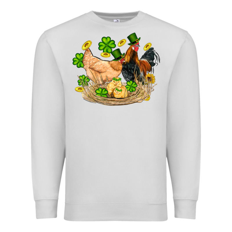 St Patricks Day Farm Chicken Rooster Chick  Shamrock Gold Premium Sweatshirt by Artiststas | Teevron