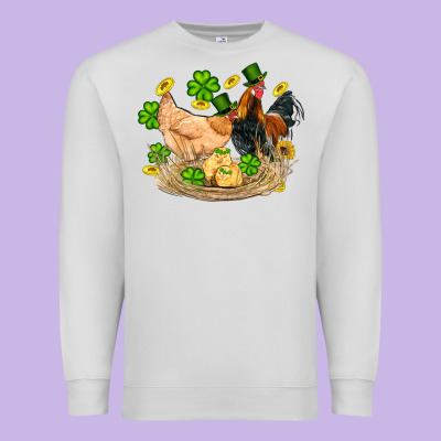 St Patricks Day Farm Chicken Rooster Chick  Shamrock Gold Premium Sweatshirt Designed By Artiststas