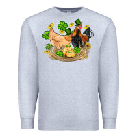 Heather Grey st patricks day farm chicken rooster chick  shamrock gold Premium Sweatshirt - Artiststas
