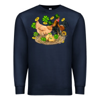 Navy st patricks day farm chicken rooster chick  shamrock gold Premium Sweatshirt - Artiststas