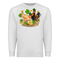 Oatmeal Heather st patricks day farm chicken rooster chick  shamrock gold Premium Sweatshirt - Artiststas