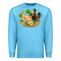 Ocean Blue st patricks day farm chicken rooster chick  shamrock gold Premium Sweatshirt - Artiststas