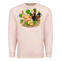 Pale Pink st patricks day farm chicken rooster chick  shamrock gold Premium Sweatshirt - Artiststas