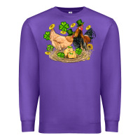 Purple st patricks day farm chicken rooster chick  shamrock gold Premium Sweatshirt - Artiststas