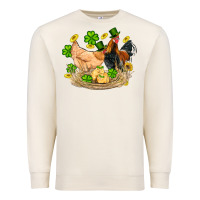 Sandshell st patricks day farm chicken rooster chick  shamrock gold Premium Sweatshirt - Artiststas