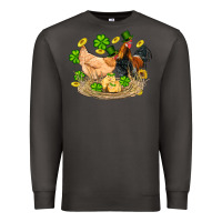 Smoke st patricks day farm chicken rooster chick  shamrock gold Premium Sweatshirt - Artiststas